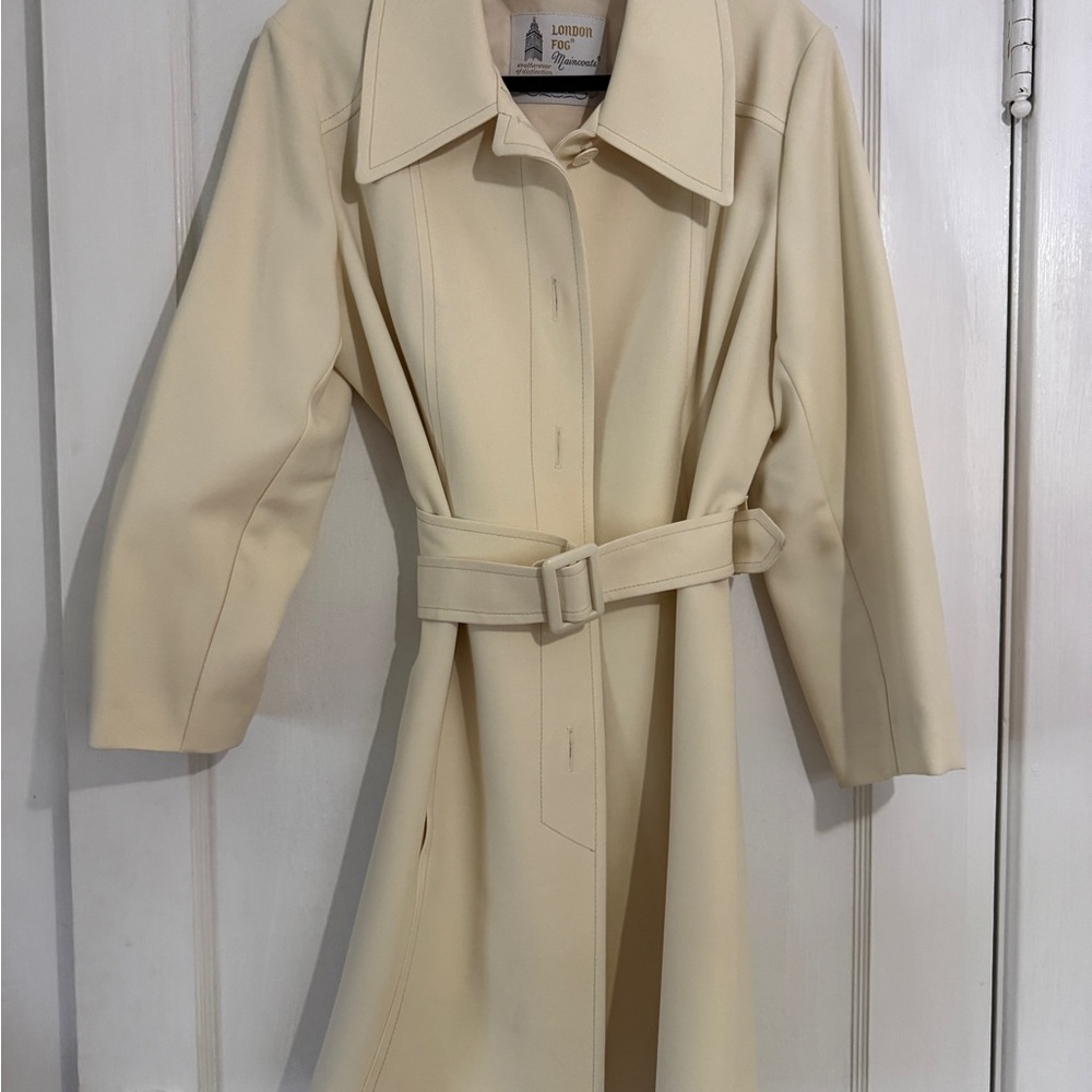 Vintage London Fog Cream Trench Coat with Belted Waist